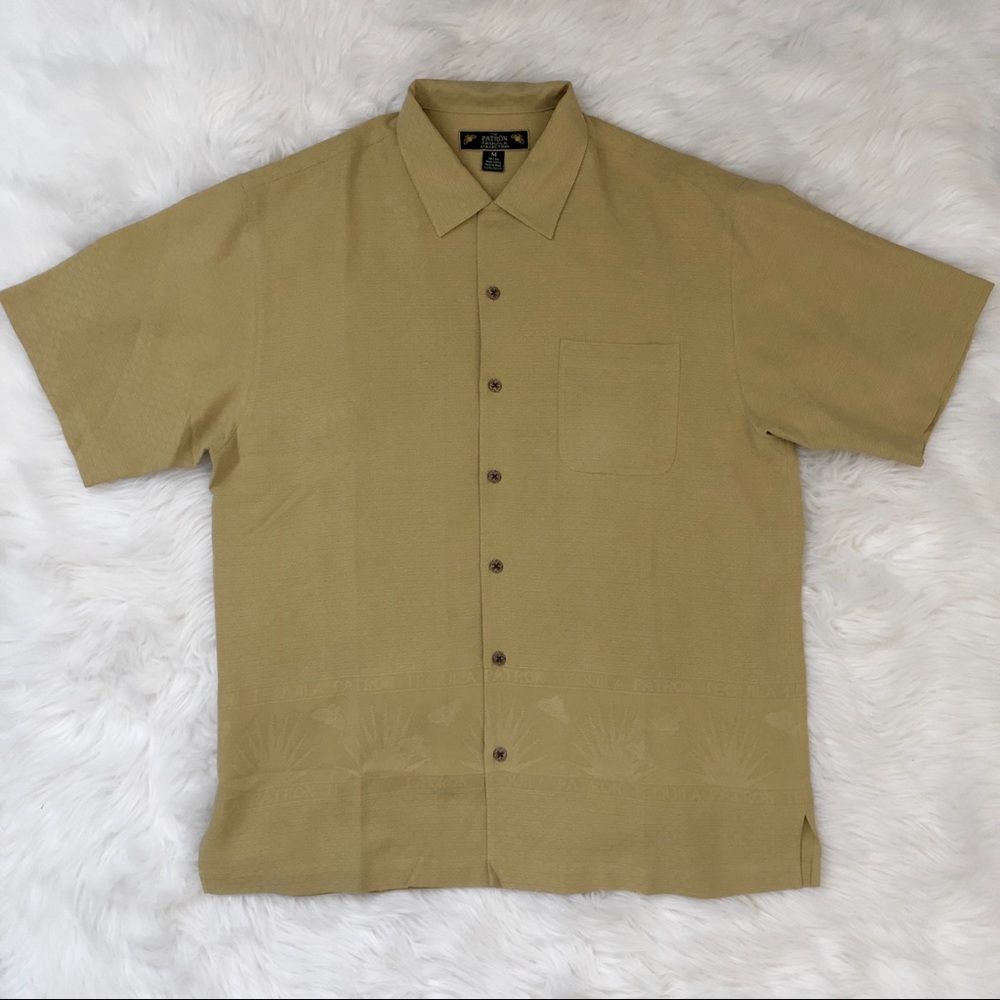 (M) Patron Tequila Mustard ShortSleeve Dress Shirt